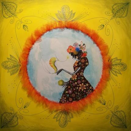 Peinture Una narrazione in giallo par Nai | Tableau Surréalisme Acrylique, Collage Icones Pop, Nature, Scènes de vie