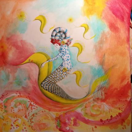 Peinture Rileggendo Jules Verne, per incontrare Nemo par Nai | Tableau Surréalisme Acrylique, Collage Marine, Nature