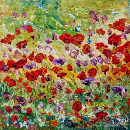 Peinture Champ de coquelicots par Amblard Florence | Tableau Impressionnisme Acrylique, Huile Nature