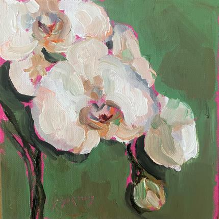 Painting Orchidée blanche by Morales Géraldine | Painting Figurative Oil Still-life