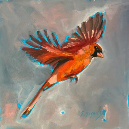 Painting Cardinal rouge by Morales Géraldine | Painting Figurative Oil Animals, Pop icons