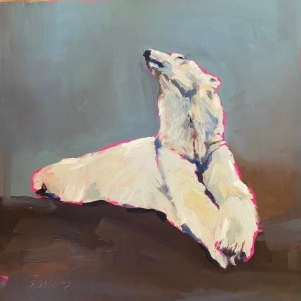 Painting Ours couché by Morales Géraldine | Painting Figurative Oil Animals