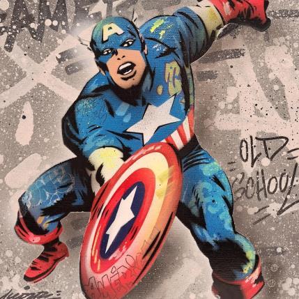 Painting Captain America Vintage by Kedarone | Painting Pop-art Acrylic, Graffiti Pop icons