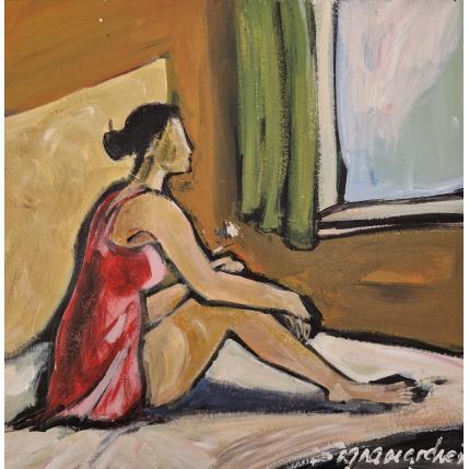 Peinture La chambre d'hotel par Signamarcheix Bernard | Tableau Art naïf Acrylique, Encre, Pastel