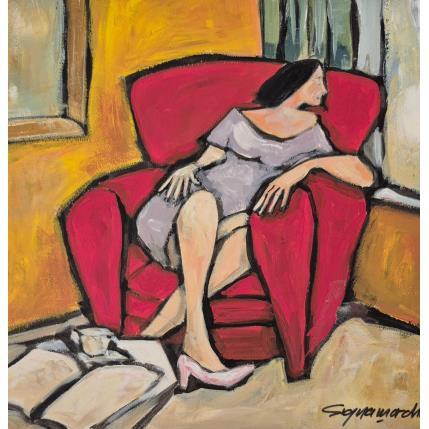 Peinture Le coin lecture par Signamarcheix Bernard | Tableau Art naïf Acrylique, Encre, Pastel