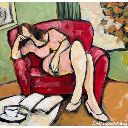 Peinture La pause roman par Signamarcheix Bernard | Tableau Art naïf Acrylique, Encre, Pastel