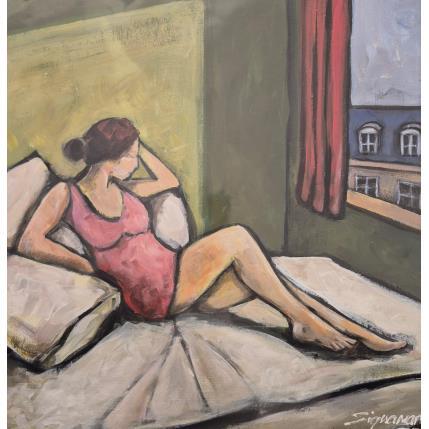 Peinture La chambre d'hotel par Signamarcheix Bernard | Tableau Art naïf Acrylique, Encre, Pastel