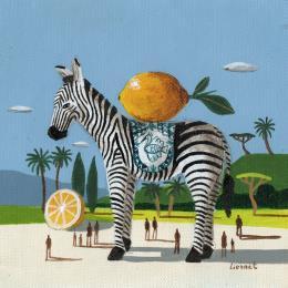 Painting Zèbre aux citrons by Lionnet Pascal | Painting Surrealism Acrylic Animals, Landscapes, Life style