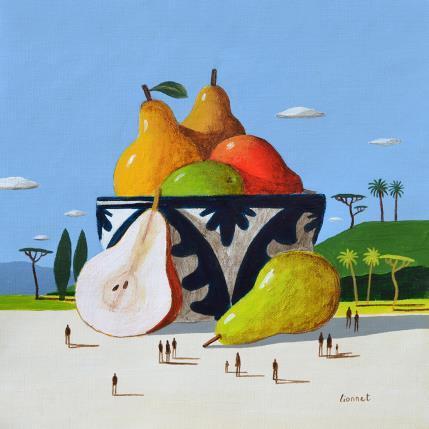 Peinture Poires d'automne par Lionnet Pascal | Tableau Surréalisme Acrylique Natures mortes, Paysages, Scènes de vie