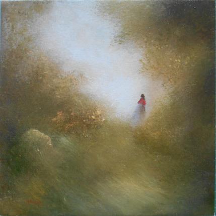 Peinture Elle, à la cape rouge par Moulia Francis | Tableau Figuratif Huile Nature, Paysages, Scènes de vie