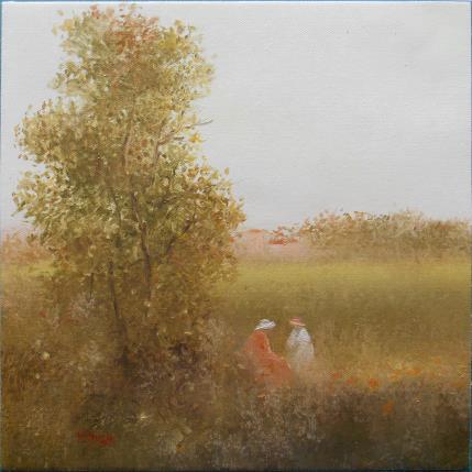 Peinture Elles papotaient.... par Moulia Francis | Tableau Figuratif Huile Nature, Paysages, Scènes de vie