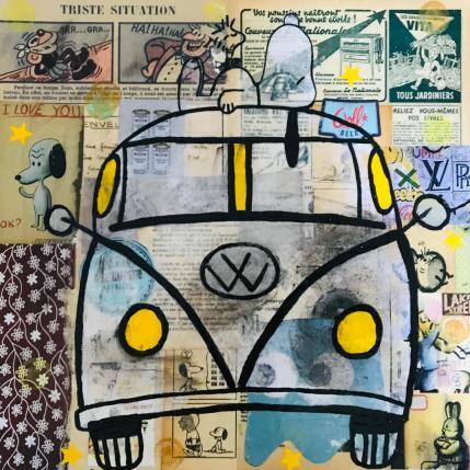 Gemälde Snoopy van vintage von Kikayou | Gemälde Pop-Art Acryl, Collage, Graffiti Pop-Ikonen