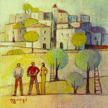 Peinture AL39 LA RECOLTE par Burgi Roger | Tableau Figuratif Acrylique Nature, Paysages, Scènes de vie