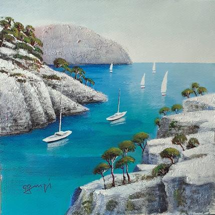 Peinture AQ153 CALANQUE DE CASSIS par Burgi Roger | Tableau Figuratif Acrylique Marine, Paysages
