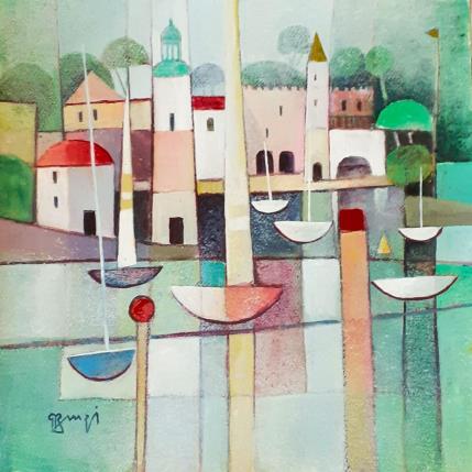 Peinture AP124 MARINE VERTE par Burgi Roger | Tableau Figuratif Acrylique Architecture, Marine, Paysages