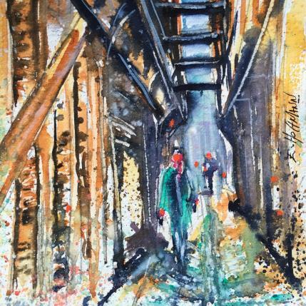 Peinture Troyes Rue des Chats  par Hoffmann Elisabeth | Tableau Figuratif Aquarelle Urbain