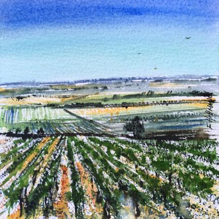 Peinture Troyes Vignobles par Hoffmann Elisabeth | Tableau Figuratif Aquarelle Nature, Paysages, Urbain