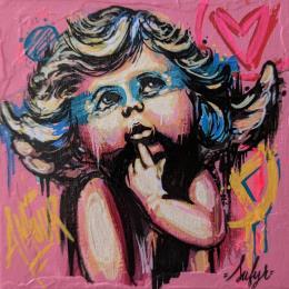 Painting L'ange cupidon  by Sufyr | Painting Street art Graffiti, Posca Child