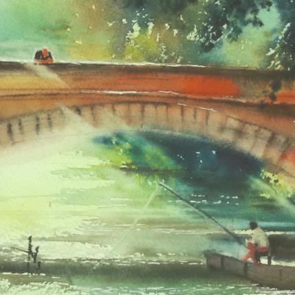 Painting Complices de pêche by Abbatucci Violaine | Painting Figurative Watercolor