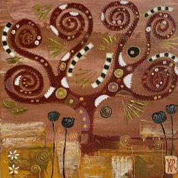 Peinture La fin de l’été  par Romanelli Karine | Tableau Figuratif Acrylique, Collage, Papier, Pastel, Posca Paysages