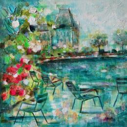 Peinture Tuileries  par Solveiga | Tableau Figuratif Acrylique Architecture, Paysages