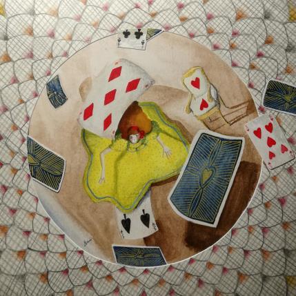 Peinture La sedia dei due cuori e Alice par Nai | Tableau Surréalisme Acrylique, Collage