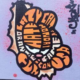 Gemälde Garfield Canva  von Cmon | Gemälde Pop-Art Posca Pop-Ikonen