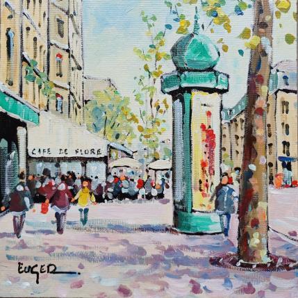 Peinture TERRASSE BOULEVARD SAINT GERMAIN A PARIS par Euger | Tableau Figuratif Acrylique Scènes de vie, Société, Urbain