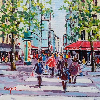 Peinture BOULEVARD DE SEBASTOPOL A PARIS par Euger | Tableau Figuratif Acrylique Scènes de vie, Société, Urbain