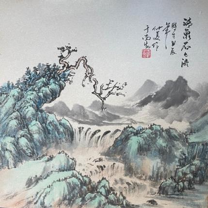 Peinture F4 Waterfall 10019-20735-20240912-15 par Yu Huan Huan | Tableau Figuratif Aquarelle, Encre Paysages