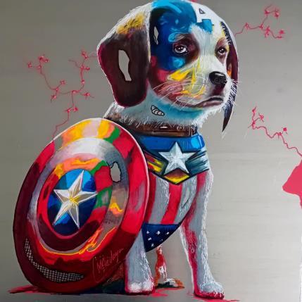 Peinture Captain Puppy par Medeya Lemdiya | Tableau Pop-art Acrylique, Métal Icones Pop