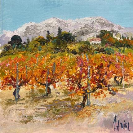 Peinture Vignoble l'automne par Sannier Daniel | Tableau Impressionnisme Huile Paysages