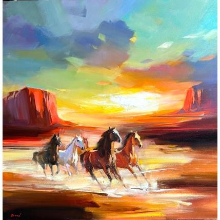 Painting Melody of the Steppe Wind by Bond Tetiana | Painting Figurative Oil Animals