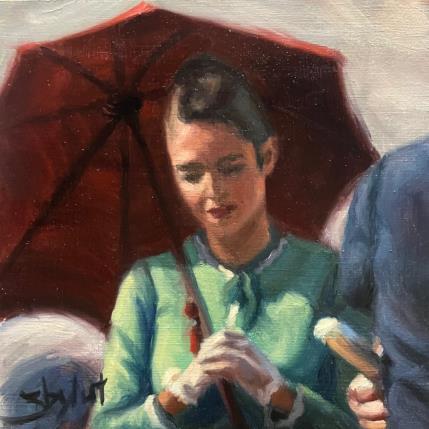 Peinture Jeune femme et son ombrelle par Zbylut Ludovic | Tableau Figuratif Huile