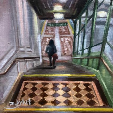 Peinture La descente de métro par Zbylut Ludovic | Tableau Figuratif Huile