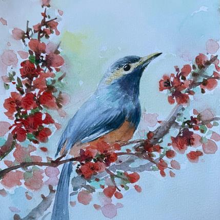 Peinture Spring par Yu Huan Huan | Tableau Figuratif Aquarelle, Encre Animaux, Nature