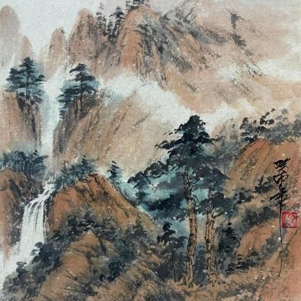 Peinture Waterfall par Yu Huan Huan | Tableau Figuratif Encre Paysages