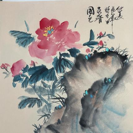 Peinture Peony par Yu Huan Huan | Tableau Figuratif Aquarelle, Encre Nature