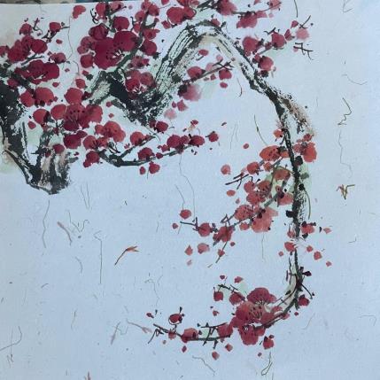 Peinture Cherry blossom par Yu Huan Huan | Tableau Figuratif Aquarelle, Encre Nature