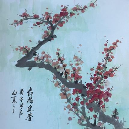 Peinture Cherry blossom par Yu Huan Huan | Tableau Figuratif Aquarelle, Encre Nature