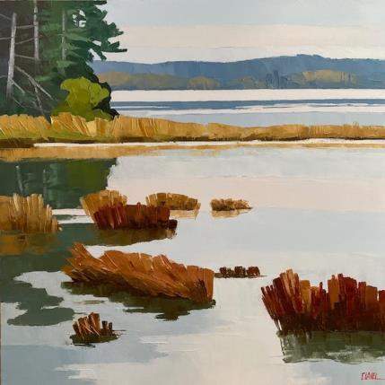 Peinture Matin calme sur la Loire par Clavel Pier-Marion | Tableau Impressionnisme Bois, Huile Paysages