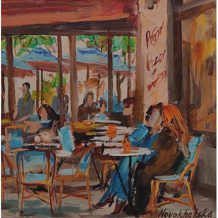 Peinture Sur la terrasse par Novokhatska Olga | Tableau Figuratif Acrylique, Huile Urbain