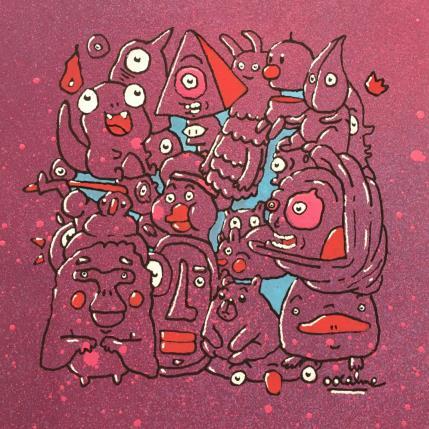 Peinture Purple Party par Oocalme | Tableau Art Singulier Graffiti, Posca Animaux