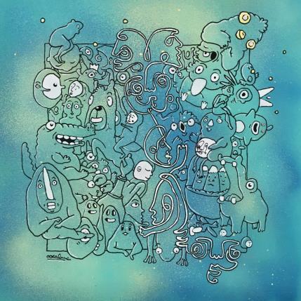 Peinture Turquoise par Oocalme | Tableau Art Singulier Graffiti, Posca Animaux