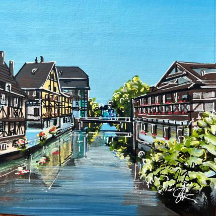 Peinture L'Ill depuis le pont du Faisan à Strasbourg par Touras Sophie-Kim  | Tableau Réalisme Acrylique Architecture, Paysages, Urbain
