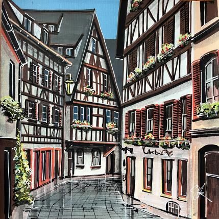 Peinture Colombages de la rue du Bain aux Plantes par Touras Sophie-Kim  | Tableau Réalisme Acrylique Architecture, Paysages, Urbain