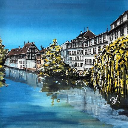 Peinture Reflets sur l'Ill de Strasbourg par Touras Sophie-Kim  | Tableau Réalisme Acrylique Architecture, Paysages, Urbain