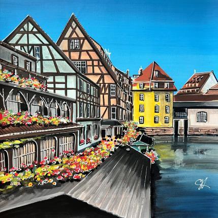 Painting La Petite France depuis le pont Saint Martin à Strasbourg by Touras Sophie-Kim  | Painting Realism Acrylic Architecture, Landscapes, Urban