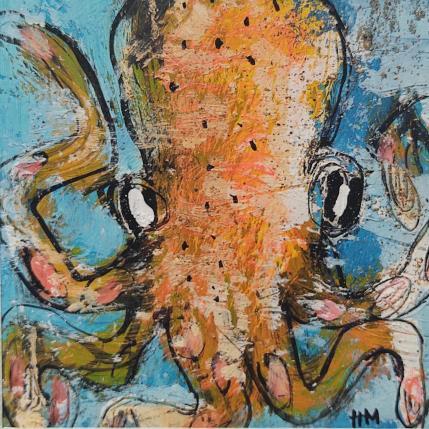 Peinture Poulpe par Maury Hervé | Tableau Art Singulier Acrylique, Encre, Pigments, Sable Animaux