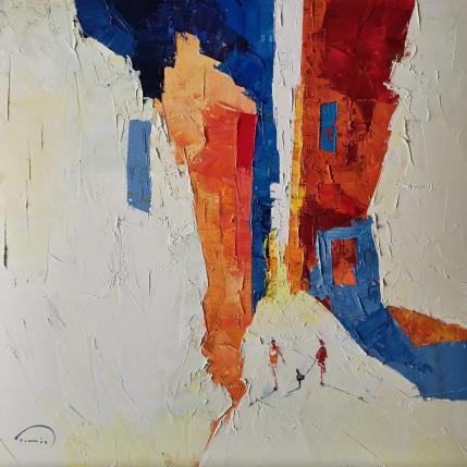 Peinture Un día clar par Tomàs | Tableau Abstrait Huile Scènes de vie, Urbain